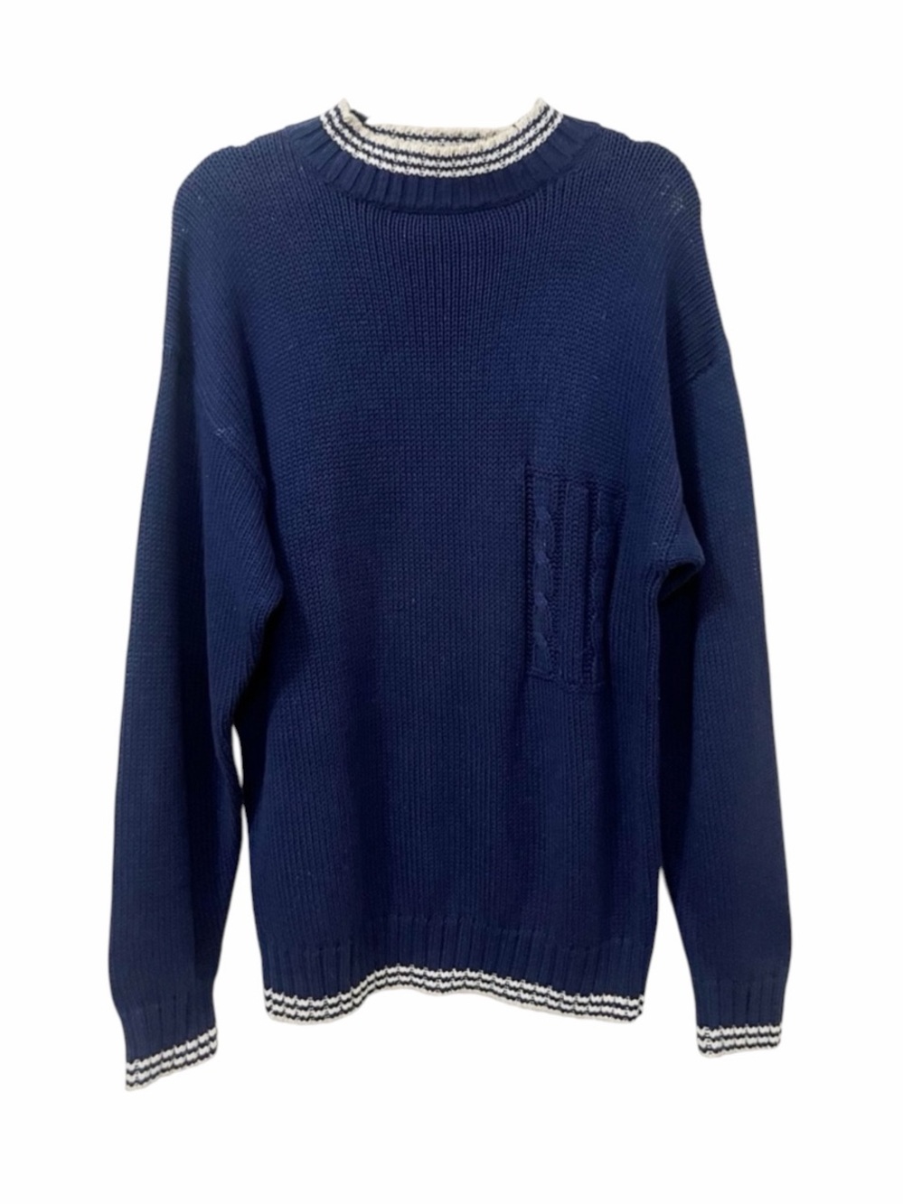 Vintage Robert Stock Men's Crew Neck Long Sleeve Sweater Size Medium 100% Cotton